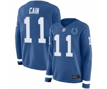 Women's Indianapolis Colts #11 Deon Cain Limited Blue Therma Long Sleeve Football Jersey