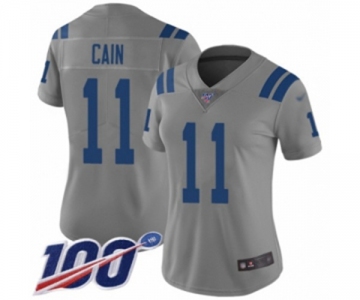 Women's Indianapolis Colts #11 Deon Cain Limited Gray Inverted Legend 100th Season Football Jersey