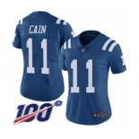 Women's Indianapolis Colts #11 Deon Cain Limited Royal Blue Rush Vapor Untouchable 100th Season Football Jersey