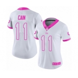 Women's Indianapolis Colts #11 Deon Cain Limited White Pink Rush Fashion Football Jersey