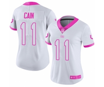 Women's Indianapolis Colts #11 Deon Cain Limited White Pink Rush Fashion Football Jersey