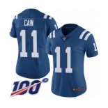 Women's Indianapolis Colts #11 Deon Cain Royal Blue Team Color Vapor Untouchable Limited Player 100th Season Football Jersey