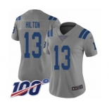 Women's Indianapolis Colts #13 T.Y. Hilton Limited Gray Inverted Legend 100th Season Football Jersey