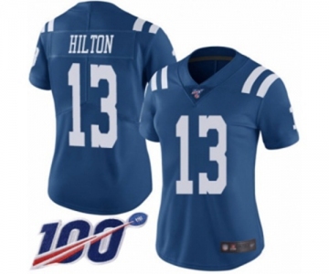 Women's Indianapolis Colts #13 T.Y. Hilton Limited Royal Blue Rush Vapor Untouchable 100th Season Football Jersey