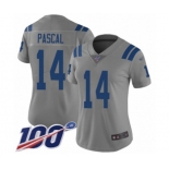 Women's Indianapolis Colts #14 Zach Pascal Limited Gray Inverted Legend 100th Season Football Jersey