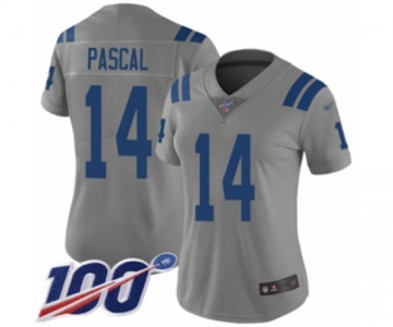 Women's Indianapolis Colts #14 Zach Pascal Limited Gray Inverted Legend 100th Season Football Jersey