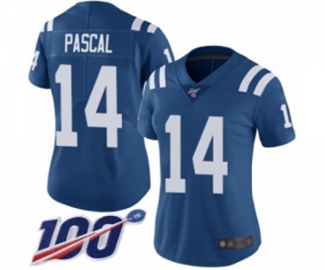 Women's Indianapolis Colts #14 Zach Pascal Royal Blue Team Color Vapor Untouchable Limited Player 100th Season Football Jersey