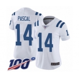 Women's Indianapolis Colts #14 Zach Pascal White Vapor Untouchable Limited Player 100th Season Football Jersey