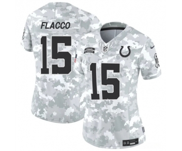 Women's Indianapolis Colts #15 Joe Flacco 2024 F.U.S.E Arctic Camo Salute To Service Limited Stitched Jersey