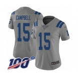 Women's Indianapolis Colts #15 Parris Campbell Limited Gray Inverted Legend 100th Season Football Jersey