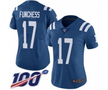 Women's Indianapolis Colts #17 Devin Funchess Royal Blue Team Color Vapor Untouchable Limited Player 100th Season Football Jersey