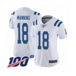 Women's Indianapolis Colts #18 Peyton Manning White Vapor Untouchable Limited Player 100th Season Football Jersey