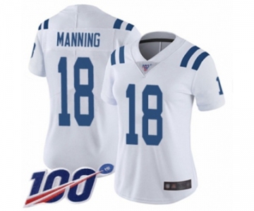 Women's Indianapolis Colts #18 Peyton Manning White Vapor Untouchable Limited Player 100th Season Football Jersey