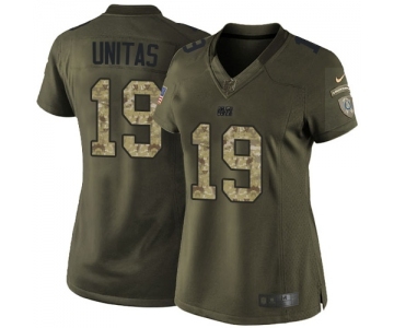 Women's Indianapolis Colts #19 Johnny Unitas Elite Green Salute to Service Football Jersey