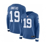 Women's Indianapolis Colts #19 Johnny Unitas Limited Blue Therma Long Sleeve Football Jersey