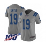 Women's Indianapolis Colts #19 Johnny Unitas Limited Gray Inverted Legend 100th Season Football Jersey