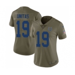 Women's Indianapolis Colts #19 Johnny Unitas Limited Olive 2017 Salute to Service Football Jersey