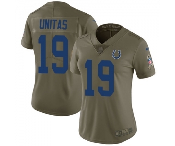 Women's Indianapolis Colts #19 Johnny Unitas Limited Olive 2017 Salute to Service Football Jersey