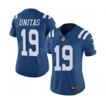 Women's Indianapolis Colts #19 Johnny Unitas Limited Royal Blue Rush Vapor Untouchable Football Jersey