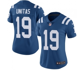 Women's Indianapolis Colts #19 Johnny Unitas Royal Blue Team Color Vapor Untouchable Limited Player Football Jersey