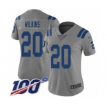 Women's Indianapolis Colts #20 Jordan Wilkins Limited Gray Inverted Legend 100th Season Football Jersey