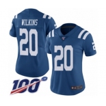 Women's Indianapolis Colts #20 Jordan Wilkins Limited Royal Blue Rush Vapor Untouchable 100th Season Football Jersey