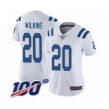 Women's Indianapolis Colts #20 Jordan Wilkins White Vapor Untouchable Limited Player 100th Season Football Jersey