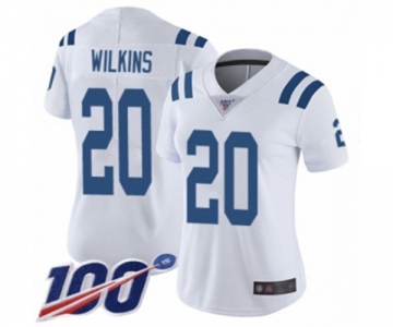 Women's Indianapolis Colts #20 Jordan Wilkins White Vapor Untouchable Limited Player 100th Season Football Jersey