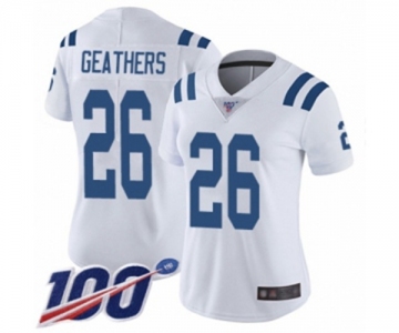 Women's Indianapolis Colts #26 Clayton Geathers White Vapor Untouchable Limited Player 100th Season Football Jersey