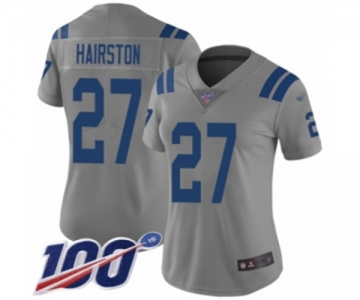 Women's Indianapolis Colts #27 Nate Hairston Limited Gray Inverted Legend 100th Season Football Jersey