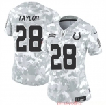 Women's Indianapolis Colts #28 Jonathan Taylor 2024 F.U.S.E Arctic Camo Salute To Service Limited Stitched Jersey