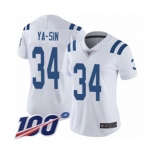 Women's Indianapolis Colts #34 Rock Ya-Sin White Vapor Untouchable Limited Player 100th Season Football Jersey