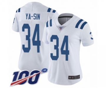 Women's Indianapolis Colts #34 Rock Ya-Sin White Vapor Untouchable Limited Player 100th Season Football Jersey