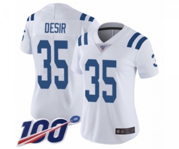 Women's Indianapolis Colts #35 Pierre Desir White Vapor Untouchable Limited Player 100th Season Football Jersey