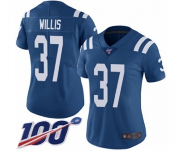 Women's Indianapolis Colts #37 Khari Willis Royal Blue Team Color Vapor Untouchable Limited Player 100th Season Football Jersey