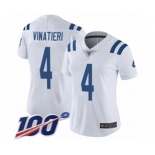 Women's Indianapolis Colts #4 Adam Vinatieri White Vapor Untouchable Limited Player 100th Season Football Jersey