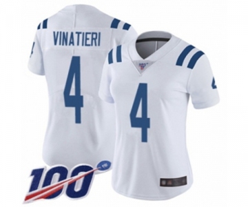 Women's Indianapolis Colts #4 Adam Vinatieri White Vapor Untouchable Limited Player 100th Season Football Jersey