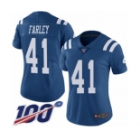 Women's Indianapolis Colts #41 Matthias Farley Limited Royal Blue Rush Vapor Untouchable 100th Season Football Jersey