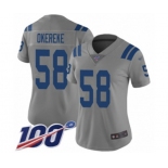 Women's Indianapolis Colts #58 Bobby Okereke Limited Gray Inverted Legend 100th Season Football Jersey