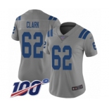 Women's Indianapolis Colts #62 Le'Raven Clark Limited Gray Inverted Legend 100th Season Football Jersey