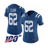 Women's Indianapolis Colts #62 Le'Raven Clark Limited Royal Blue Rush Vapor Untouchable 100th Season Football Jersey