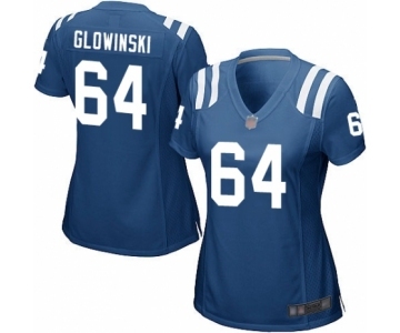 Women's Indianapolis Colts #64 Mark Glowinski Game Royal Blue Team Color Football Jersey