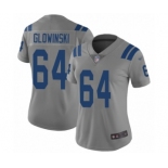 Women's Indianapolis Colts #64 Mark Glowinski Limited Gray Inverted Legend Football Jersey