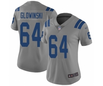 Women's Indianapolis Colts #64 Mark Glowinski Limited Gray Inverted Legend Football Jersey