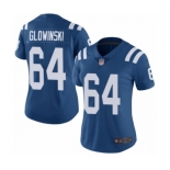 Women's Indianapolis Colts #64 Mark Glowinski Royal Blue Team Color Vapor Untouchable Elite Player Football Jersey