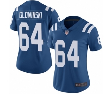 Women's Indianapolis Colts #64 Mark Glowinski Royal Blue Team Color Vapor Untouchable Elite Player Football Jersey