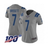 Women's Indianapolis Colts #7 Jacoby Brissett Limited Gray Inverted Legend 100th Season Football Jersey