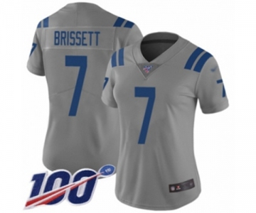 Women's Indianapolis Colts #7 Jacoby Brissett Limited Gray Inverted Legend 100th Season Football Jersey