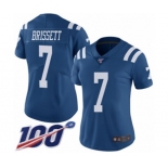 Women's Indianapolis Colts #7 Jacoby Brissett Limited Royal Blue Rush Vapor Untouchable 100th Season Football Jersey