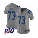 Women's Indianapolis Colts #73 Joe Haeg Limited Gray Inverted Legend 100th Season Football Jersey